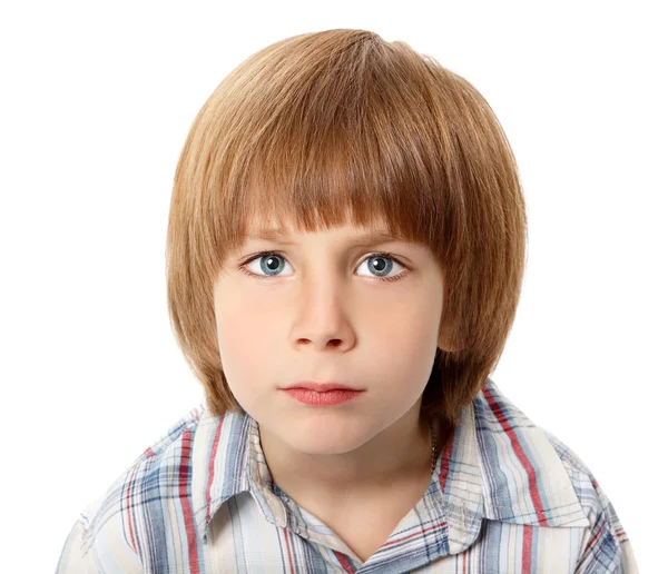 Boy troubled isolated on white — Stock Photo, Image