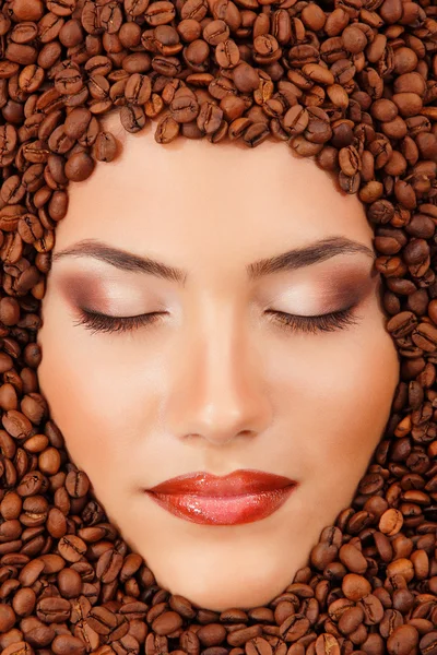Coffee woman beauty face make-up — Stock Photo, Image