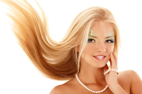 Teen Mädchen Meerjungfrau schön isoliert auf weiß — Stockfoto