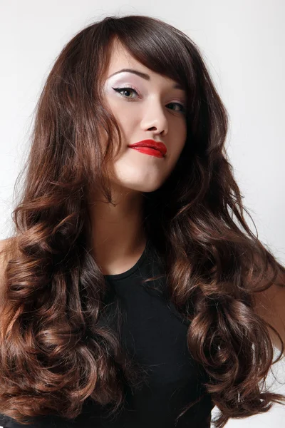 Adolescent fille beau cheveux gai profiter — Photo