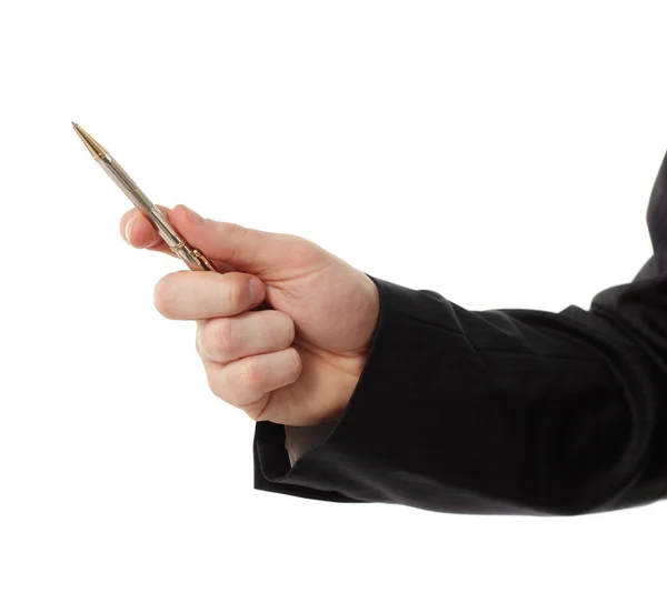 Homem de negócios mão segurando caneta — Fotografia de Stock