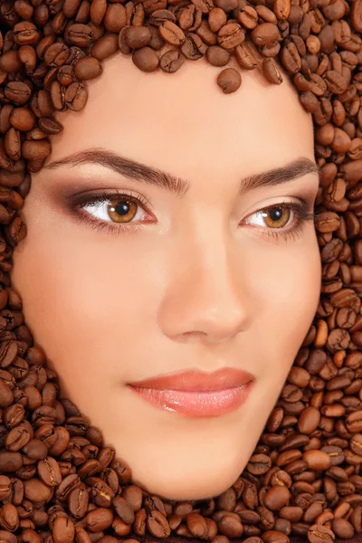 Coffee woman beauty face — Stock Photo, Image