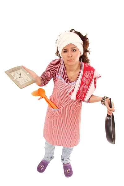 Woman tired housewife — Stock Photo, Image