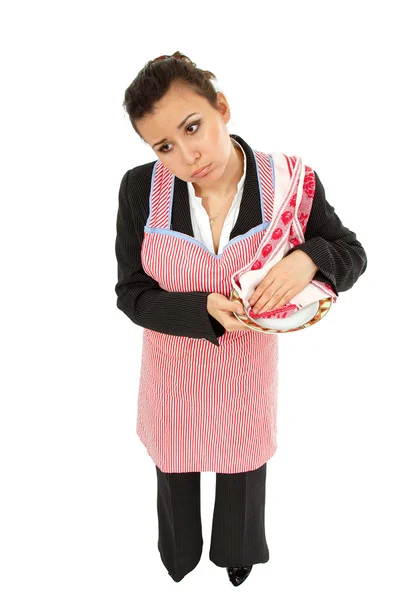 Businesswoman and housewife tired - universal multitasking super — Stock Photo, Image