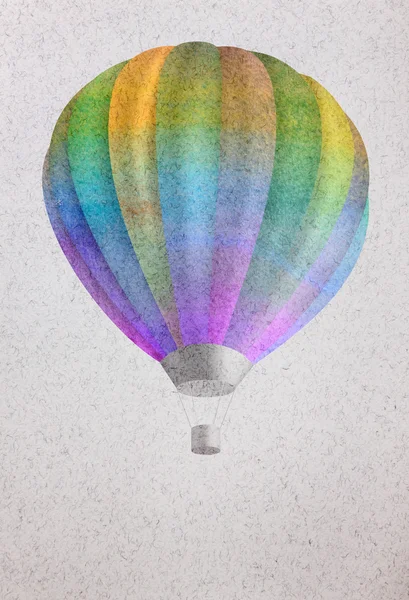 Ballon over aquarel zee landschap papier grunge achtergrond — Stockfoto