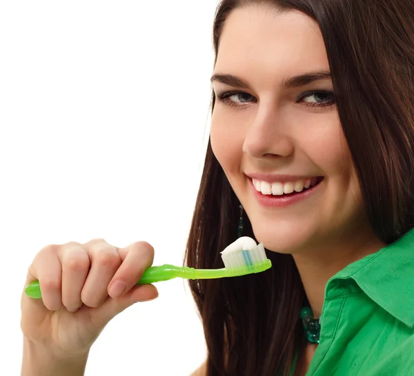 Sonrisa perfecta diente sano alegre adolescente chica —  Fotos de Stock