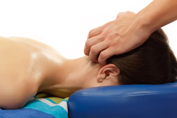Hoofd vrouw massage geïsoleerd op wit — Stockfoto