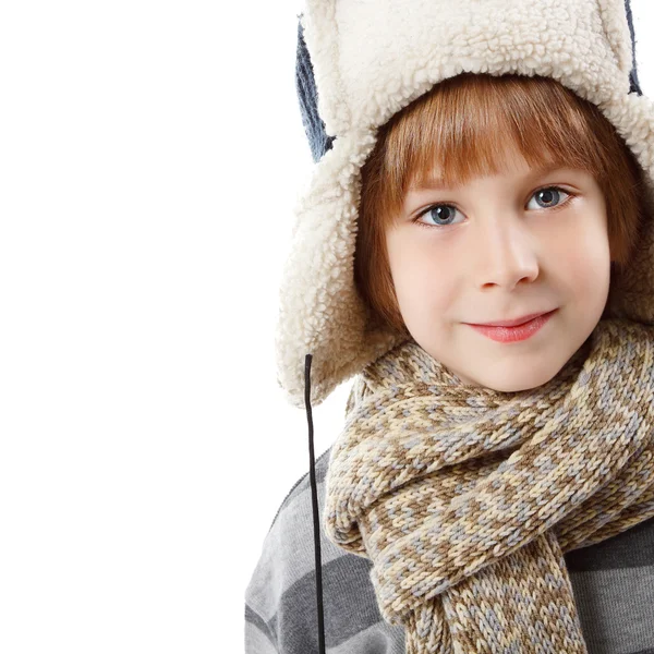 Kerstmis jongen aantrekkelijk geïsoleerd — Stockfoto