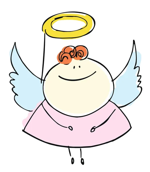Ange fille chérie enfant heureux souriant avec des ailes - dessin animé personnes illustration — Photo