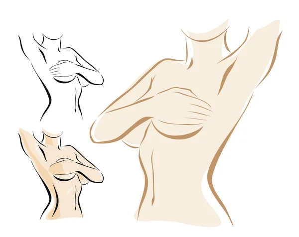 Kvinna undersöka bröst mastopathy eller cancer — Stockfoto