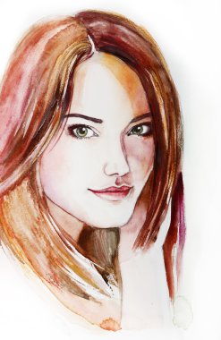 Uzun saçlı güzel bir genç kadın.