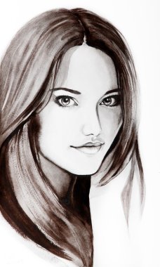 Uzun saçlı güzel bir genç kadın.