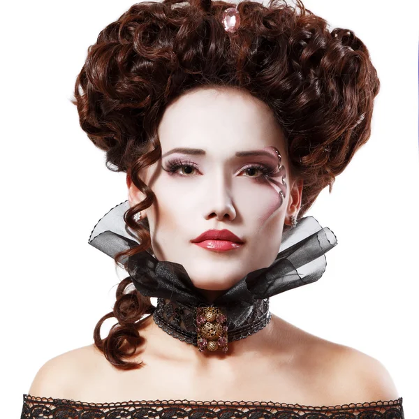 Woman beautiful halloween vampire baroque aristocrat — Stock Photo, Image