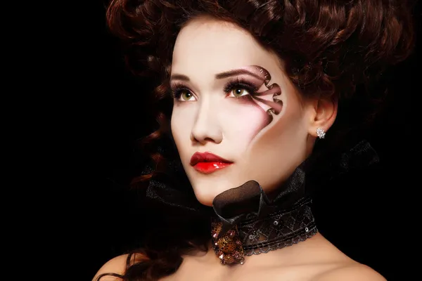 Woman beautiful halloween vampire baroque aristocrat — Stock Photo, Image