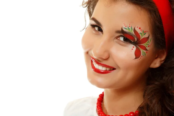 Beautiful ukrainian young womanwith artistic makeup — Stock Photo, Image