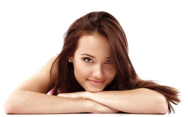 Teen girl beautiful cheerful enjoying — Stock Photo, Image