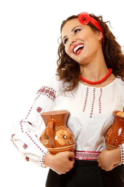 Ukrainian young woman in native costume — Stock Photo, Image