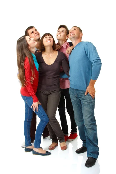 Group of people happy looking up — Stock Photo, Image