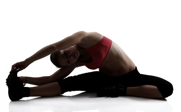 Girl doing stretching exercise — Stock Photo, Image