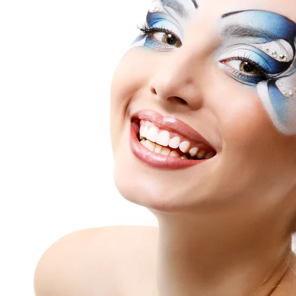 Frau mit schönem Wasser-Make-up — Stockfoto