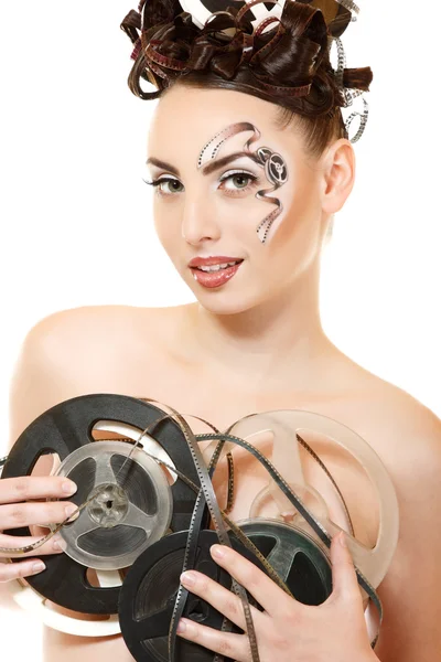 Mulher com maquiagem filme de arte — Fotografia de Stock