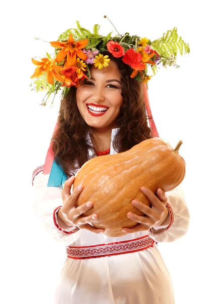 Ukrainian young woman in native costume — Stock Photo, Image