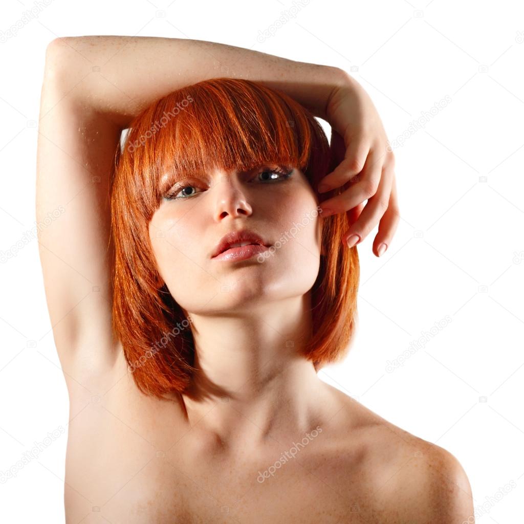 Young beautiful redheaded woman