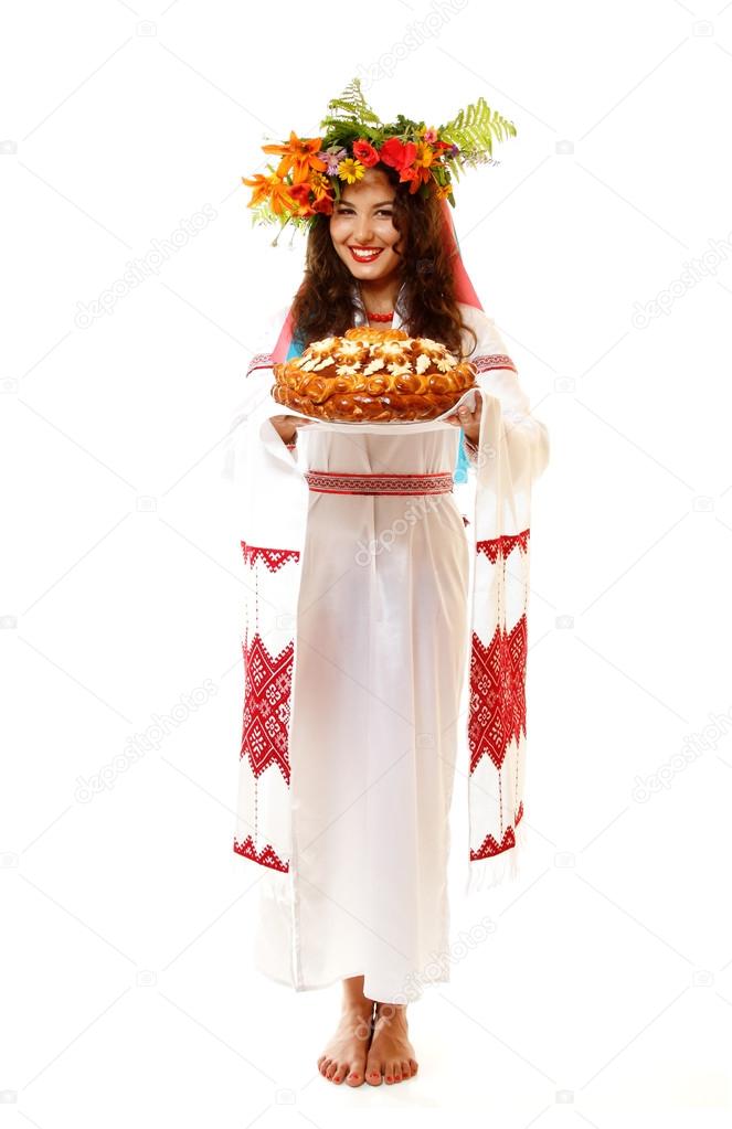 Ukrainian young woman in native costume