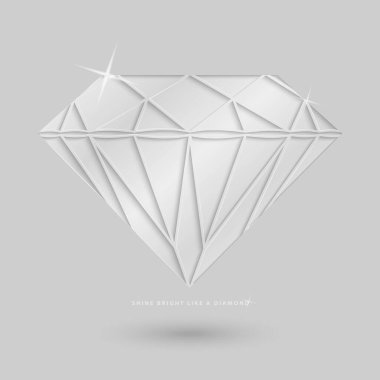 Parlak elmas, kağıt kesim tarzı, modern tasarım. Lüks mücevher tasarımı ögesi