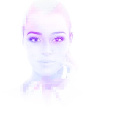 Güzel kadın, çift pozlu portre.