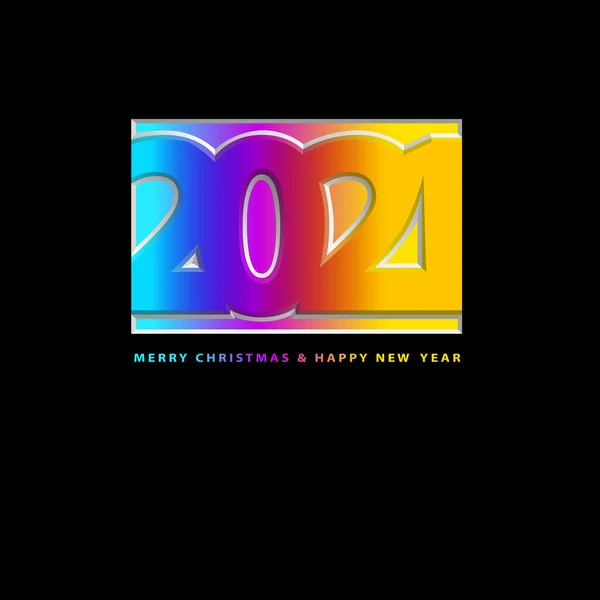 Happy 2021 New Year Merry Christmas Vivd Rainbow Logotype Seasonal — Stock Photo, Image