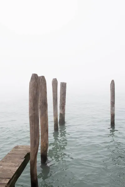 Mar Tempo Nevoeiro Ilha Italiana Burano Província Veneza Itália — Fotografia de Stock