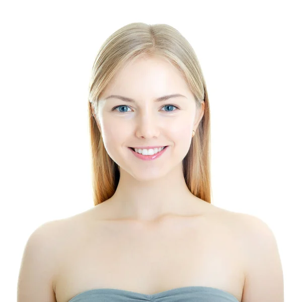 Atrakcyjny Młody Biały Kobieta Długimi Blond Włosy Szczęśliwy Uśmiech Pozowanie — Zdjęcie stockowe