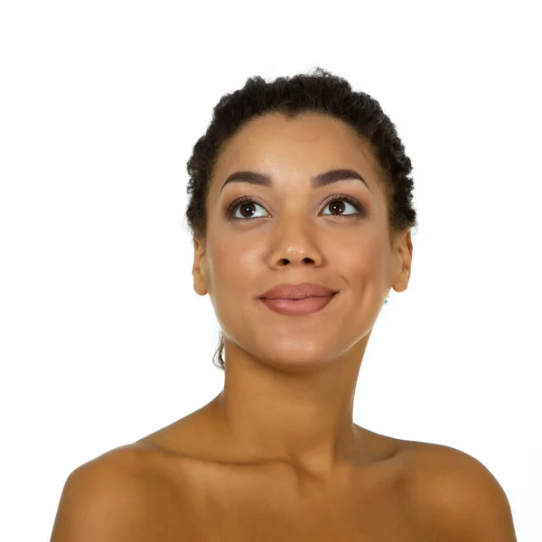 Portrait Young Beautiful African American Woman Isolated White — Stock Photo, Image