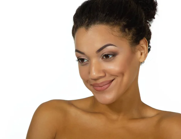Młode Piękne African American Kobieta Białym Tle — Zdjęcie stockowe