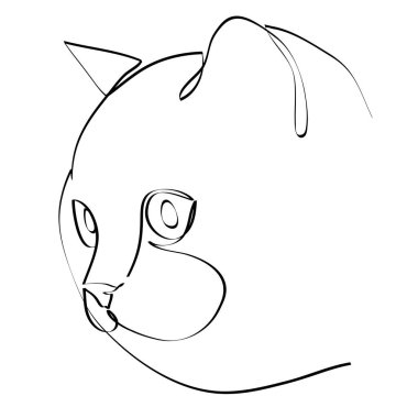 Kedi, mürekkep boyama stili. Çağdaş el çizimi vektör çizimleri. Devamlı çizgi, minimalist konsept Tatto, avatar, poster için ideal