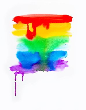 Canlı gökkuşağı suluboya resmi, sanatsal soyut arkaplan, güzel tasarım unsuru