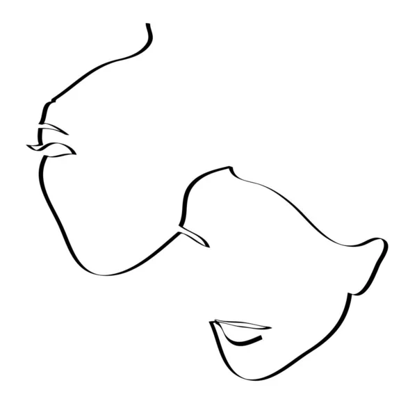 Desenho Faces Duas Mulheres Com Linhas Conceito Moda Beleza Minimalista — Fotografia de Stock