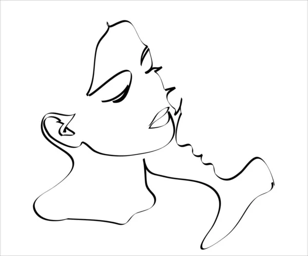 Two Faces Drawing Lines Fashion Beauty Concept Minimalist Vector Illustration — Stock Photo, Image