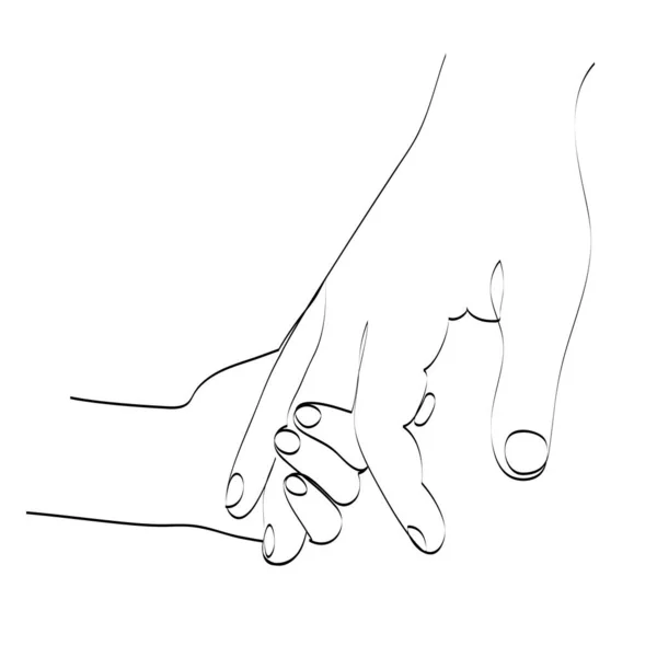 Mężczyzna Dziecko Ręce Rysunek Linii Szybki Szkic Rodzina Rodzicielstwo Koncepcja — Zdjęcie stockowe