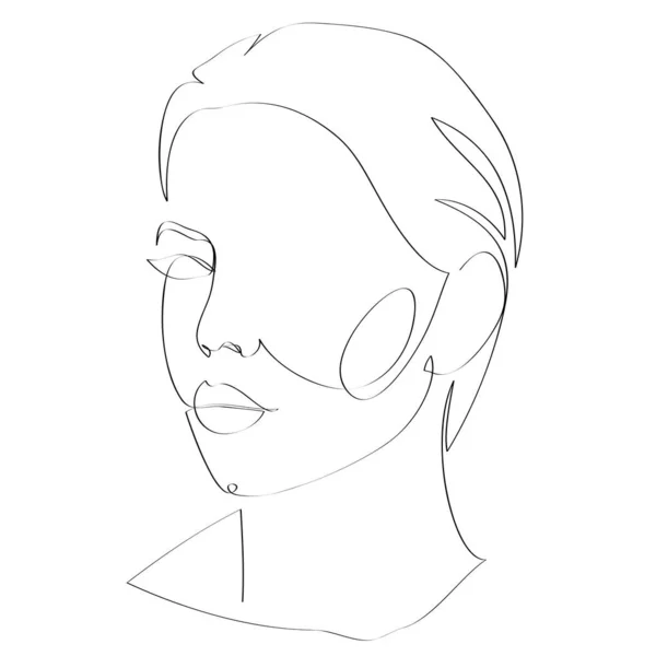 Dibujo Facial Femenino Abstracto Con Líneas Boceto Rápido Concepto Moda —  Fotos de Stock