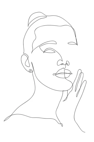 Woman Beauty Abstract Female Portrait Continuous Line Style Minimalist Fashion — Stock Photo, Image