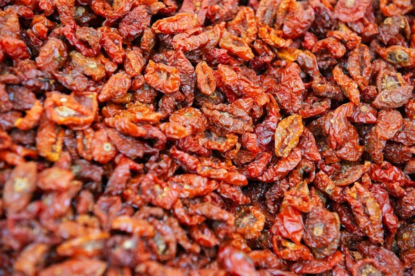 Sun Dried Tomatoes Sold Outdoor Market Sicily Italy Traditional Italian — Stock Photo, Image