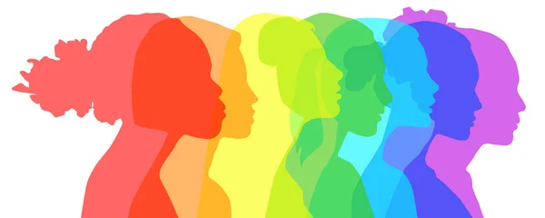 Multietniska Kvinnor Kommunicerar Vektor Illustration Kvinnliga Ansikten Olika Kulturer Profil — Stockfoto