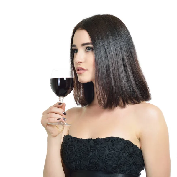 Mooie Dame Drinkt Alcoholische Drank Jonge Aantrekkelijke Vrouw Met Glas — Stockfoto