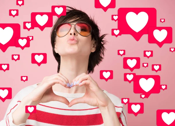 Gosta Amor Universal Aceitação Popularidade Sucesso Nas Redes Sociais Sentimentos — Fotografia de Stock
