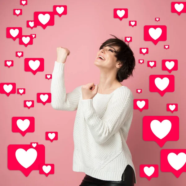 Gosta Amor Universal Aceitação Popularidade Sucesso Nas Redes Sociais Sentimentos — Fotografia de Stock