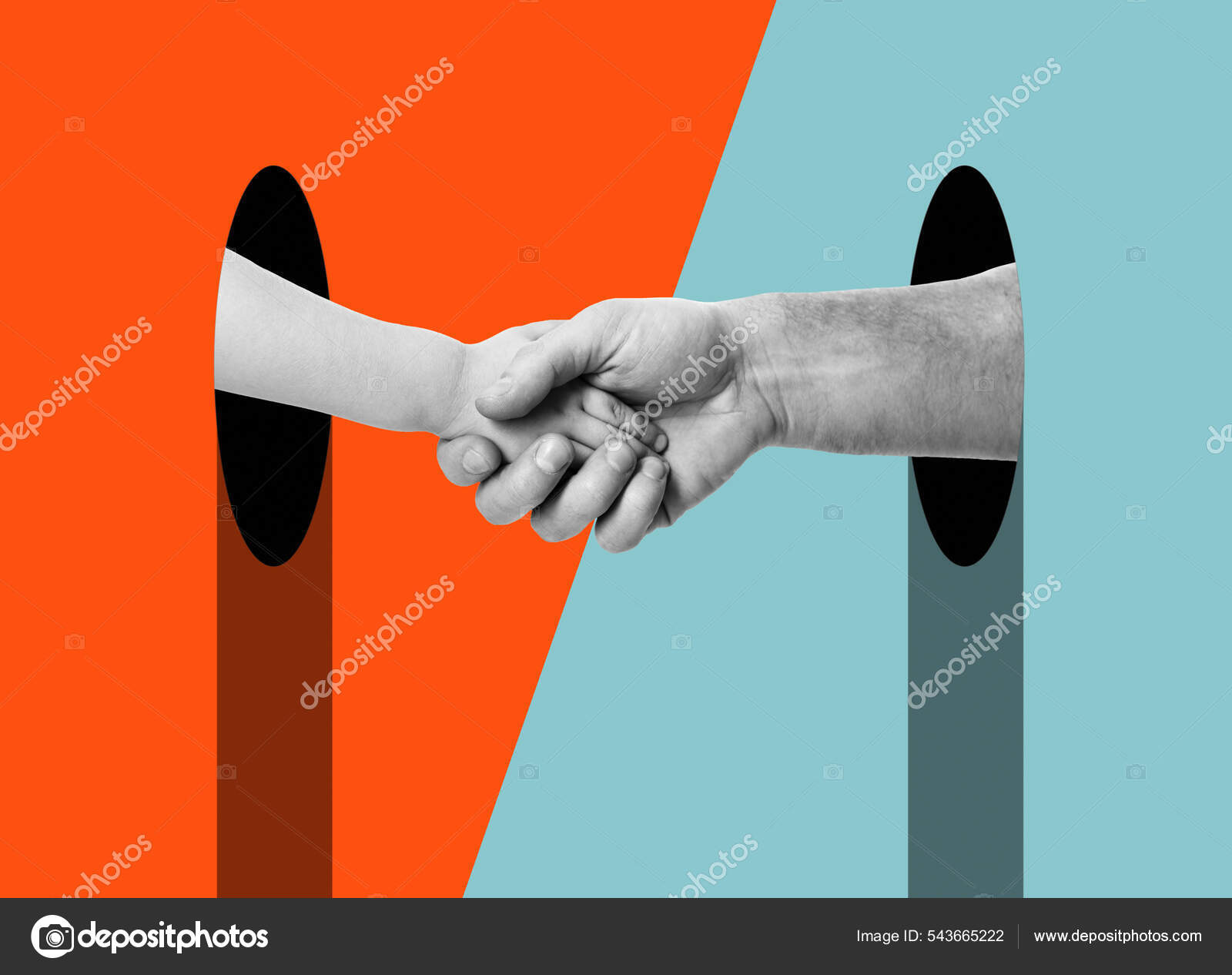 Hands Handshake Father Kid Modern Design Positive Context Generations ...