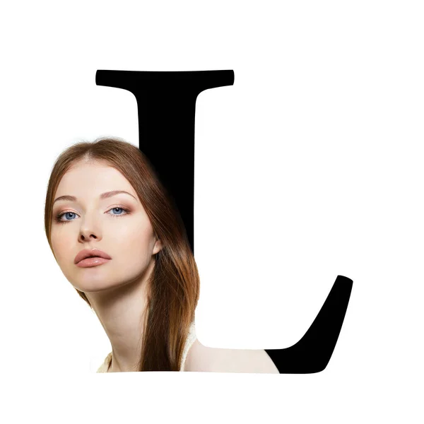 Letter Concept Alfabet Design Met Beautyportret Van Het Gezicht Van — Stockfoto