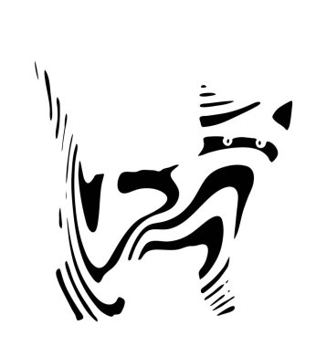 Çizgili Kedi. Küçük kedi, stil sahibi minimalist konsept tatto, avatar, logo için ideal. Çağdaş el çizimi vektör çizimleri